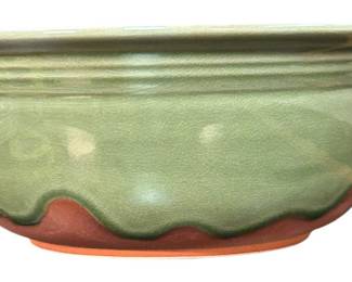 Baum Bros Bowl Celadon Drip Terracotta
