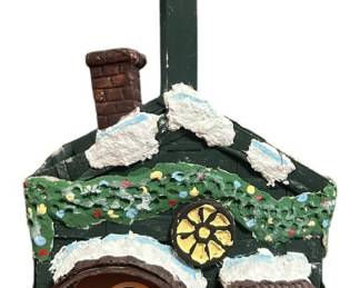 Green Christmas House Basket Large