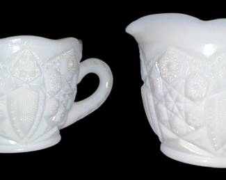 Vintage Milk Glass Sugar and Creamer Set