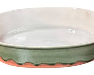 Baum Bros Oval Casserole Dish Celadon Drip
