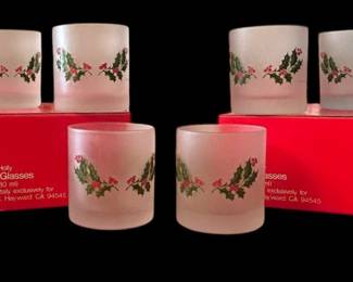 8 Cerve Italy Holly Berry Lowball Glasses