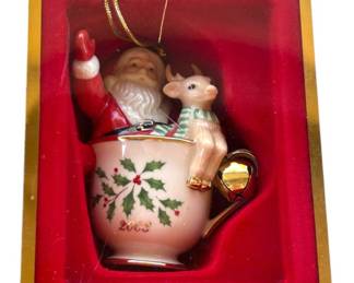 Lenox 2003 Santa Reindeer Tea cup Ornament