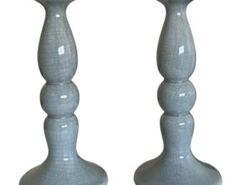 2 Ceramic Metal Jade Pillars