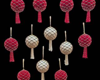 Red White w Gold Rope Ornaments