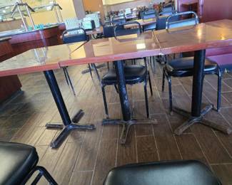 (3) 28in Wood Tables W/ Metal Base