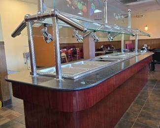 12ft Cold Food Table W/ Granite Top and Glass Sneeze Guard
