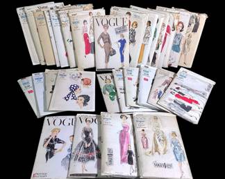 LUGR705 Vintage Vogue Special Design More, Patterns Collection of 31 patterns from the 50's, 60's, and 70's. Evening gowns, coats, clothing, and accessories. Majority of the patterns appear to be uncut.
 