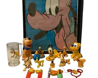 LUGR707 Disney Pluto Framed Picture, Figurines More There is a wide selection of Pluto items- figurines, drinking glass, pet candies, straw, bottle top, pen and more.
