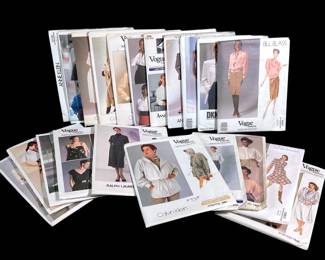 LUGR704 Vintage Vogue American Designer Patterns Collection of 21 patterns from the 80's and 90's including Ralph Lauren, Calvin Klein, Anne Klein, and more. Most patterns are uncut, some are cut.&nbsp;
