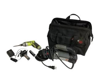 LEMO507 RotoZip RZ10 Corded Spiral Saw Ryobi Tek 4 Cordless Screwdriver RotoZip RZ10 corded spiral saw and ZM3 mate by Bosch in zip up canvas bag.
