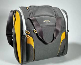 TUMI DUCATI BAG | Yellow & grey Tumi bag with Ducati stitching on side. - h. 14 x w. 8 x l. 14 in