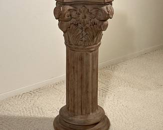 COMPOSITION COLUMN PEDESTAL | Corinthian column form display stand. - h. 30 x w. 12 x l. 12 in
