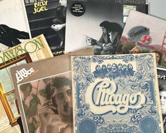 (8pc) CLASSIC ROCK & OTHER VINYL RECORDS | Vinyl record albums including:
Bruce Springsteen "Born to Run" (PC 33795)
Billy Joel "An Innocent Man" (QC 38837)
Billy Joel "The Stranger" (JC 34987)
America "Hearts" (BS 2852)
Jim Dawson self-titled album (CPL1-0601)
Jim Croce "I Got a Name" (ABCX-797)
Chicago self-titled album (KC 32400)
The Best of Bread (Elektra 75056)