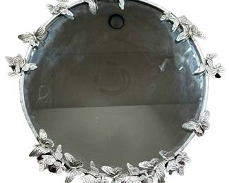 MONIQUE LULHER For POTTERY BARN BUTTERFLY MIRROR | Punched tin mirror with a border of butterflies.  - dia. 29 in
