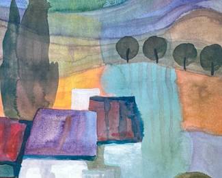 KURT FREUNDLINGER (Austrian, 1930-2023) LITHOGRAPH | Sunshine Country IV. Lithograph on paper. No apparent signature. With artselect.com label on verso -  h. 36 x w. 28 in (frame)