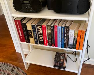 books & cabinet & electronics
