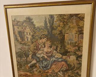 Several beautiful framed and loose vintage tapestries. 