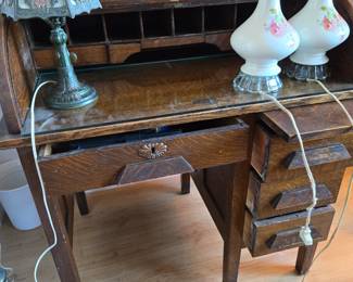 Antique, Roll Top Desk, Small Scale
