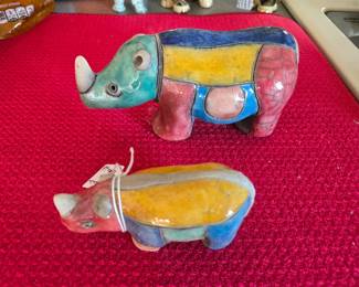Fenix Raku Pottery Rhino from South Africa
