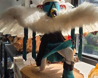 Elaborate Kachina Statue with Feathers