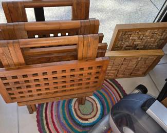Teak Folding Side Tables (4 available, Framed Corks