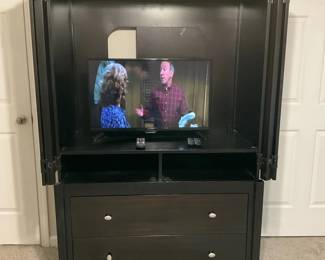 Black Entertainment Armoire with Insignia TV and Storage 