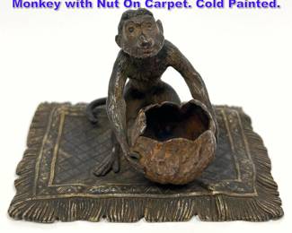 Lot 1185 Franz Bergman Geschutz Bronze Monkey with Nut On Carpet. Cold Painted.