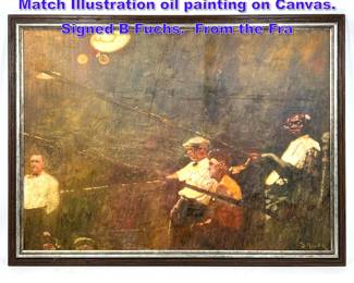 Lot 1053 BERNARD Bernie FUCHS Boxing Match Illustration oil painting on Canvas. Signed B Fuchs. From the Fra