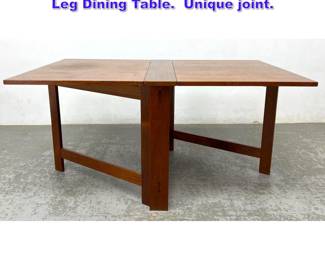 Lot 986 Danish Modern Teak Drop Leaf Gate Leg Dining Table. Unique joint. 
