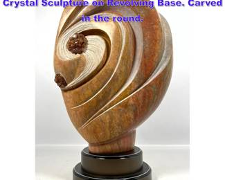 Lot 772 Large Willi Tobias Marble and Quartz Crystal Sculpture on Revolving Base. Carved in the round. 
