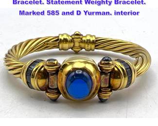 Lot 1127 DAVID YURMAN 14K Gold Cable Bracelet. Statement Weighty Bracelet. Marked 585 and D Yurman. interior 