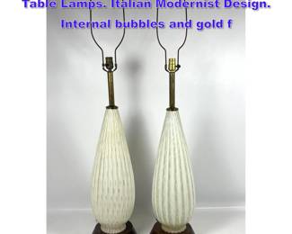 Lot 777 Pr Murano Art Glass Teardrop Form Table Lamps. Italian Modernist Design. Internal bubbles and gold f