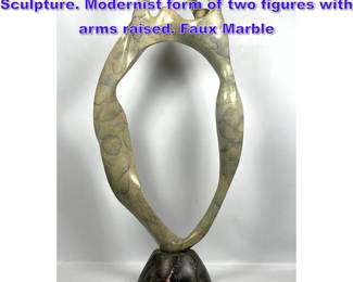Lot 798 STEVE TURNBULL Figural Bronze Sculpture. Modernist form of two figures with arms raised. Faux Marble