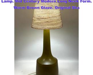 Lot 734 LOTTE BOSTLUND Ceramic Table Lamp. Mid Century Modern Long Neck Form. Warm Brown Glaze. Original Sha