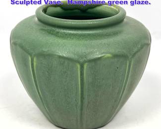 Lot 1266 Arts and Crafts Hampshire Pottery Sculpted Vase. Hampshire green glaze. 