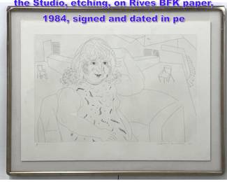 Lot 1033 DAVID HOCKNEY B. 1937 Ann in the Studio, etching, on Rives BFK paper, 1984, signed and dated in pe