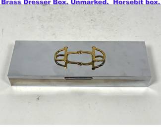Lot 803 Vintage Hermes Style Chrome and Brass Dresser Box. Unmarked. Horsebit box. 