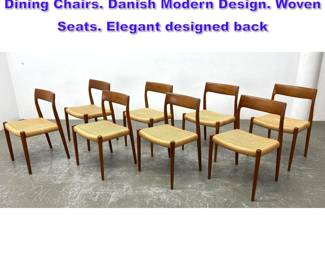 Lot 1019 Set 8 NIELS OTTO MOLLER Teak Dining Chairs. Danish Modern Design. Woven Seats. Elegant designed back