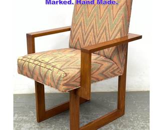 Lot 897 Vladimir Kagan Cubist Arm Chair. Marked. Hand Made. 