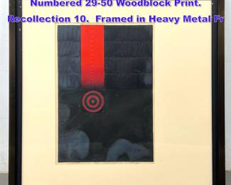 Lot 981 Kunihiro Amano Signed and Numbered 2950 Woodblock Print. Recollection 10. Framed in Heavy Metal Fr