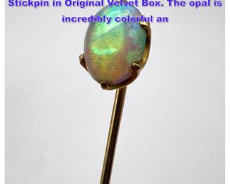 Lot 1144 TIFFANY and CO Antique Opal Gold Stickpin in Original Velvet Box. The opal is incredibly colorful an