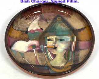 Lot 1272 POLIA PILLIN Glazed Ceramic Low Dish Charger. Signed Pillin.