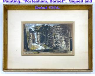 Lot 1239 JOHN PIPER Signed Watercolor Painting. Portesham, Dorset. Signed and Dated 1954.
