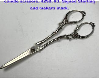 Lot 1210 Tiffany and Co. sterling silver candle scissors. 4299. 3. Signed Sterling and makers mark. 