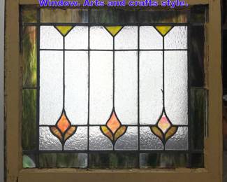 Lot 1081 Antique Stained Leaded Glass Window. Arts and crafts style. 