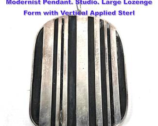 Lot 946 BURLE MARX Sterling Silver Modernist Pendant. Studio. Large Lozenge Form with Vertical Applied Sterl