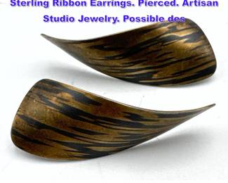 Lot 861 Pr PAUL MORELLI 14K Gold and Sterling Ribbon Earrings. Pierced. Artisan Studio Jewelry. Possible des