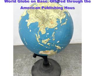 Lot 1315 Large 33inch Braille Topographical World Globe on Base. Offered through the American Publishing Hous