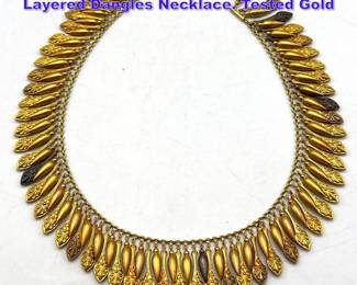 Lot 1131 Antique Etruscan Revival style Layered Dangles Necklace. Tested Gold 