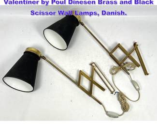 Lot 911 Pair Sconces in the style of Valentiner by Poul Dinesen Brass and Black Scissor Wall Lamps, Danish.